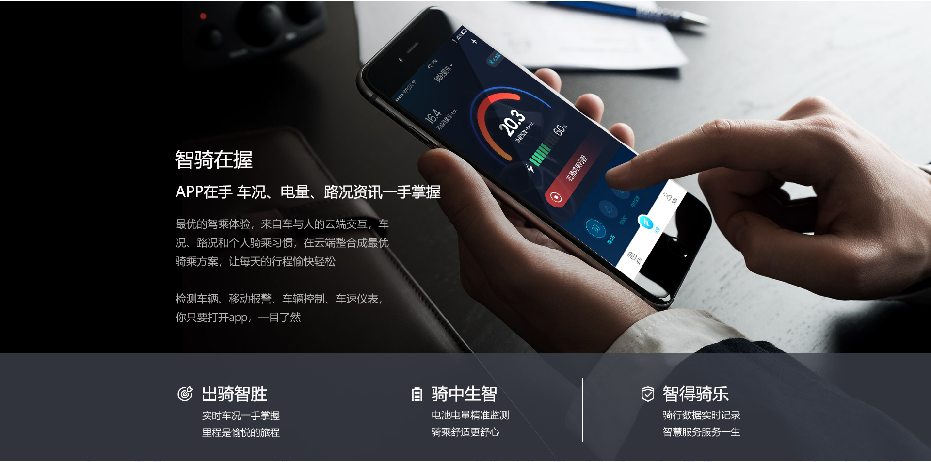 产品介绍-智骑在握，APP在手车况、电量、路况咨询一手掌握